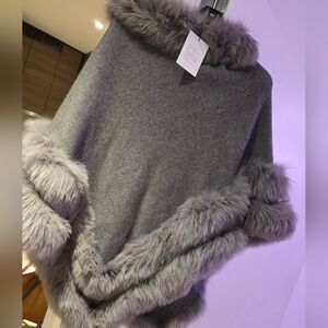 Wool Cape with Fox Fur